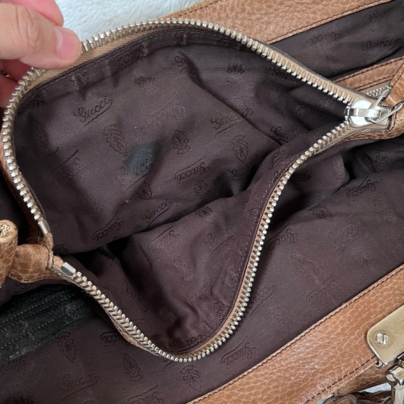 Auth GUCCI Bamboo GG Canvas Tote Bag Beige Brown Leather 232947 Used - Picture 10 of 16